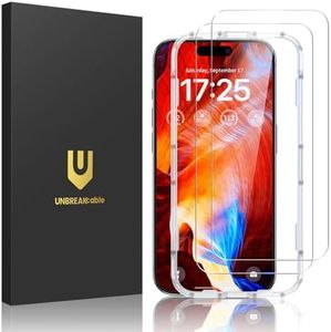 UNBREAKcable 2-Pack Screen Protector for iPhone 15 Plus, Military-Grade Shatterproof Tempered Glass [9H+ Hardness] [Easy Installation Frame] [99.99% HD Clear] for Apple iPhone 15 Plus