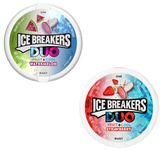 Ice Breakers Duo Fruit + Cool Watermelon 36 G,Sugar Free Mints With Cooling Crystals And Ice Breakers Duo Fruit + Cool Strawberry 36 G,Sugar Free Mints With Cooling Crystals