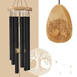 Astarin wind chimes for garden, Wind Chimes Outdoor , 30 Inch Memorial Windchime for Outside Engrave Lifetree,Sympathy Windchime for Loved One ,Memorial Gift for Mother,Friend, Garden Decor,Black