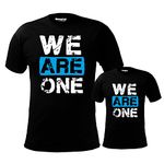 Hangout Hub Men's & Boy's Round Neck T-Shirt We are One (Black;Dad XXL(44);Son 4-6Yrs ;) Pack of 2 Family T-Shirts