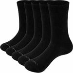 YUEDGE Women's Black Socks Lightweight Thin Solid Breathable Cotton Basic Socks For Women 6-9, 5 Pairs