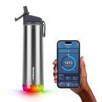 Hidrate Spark Pro Smart Water Bottle, Tracks Water Intake With Bluetooth, Led Glow Reminder When You Need To Drink, Straw Lid, 21 Ounces, Brushed Steel (Pack Of 1)