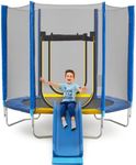 Fulasofia 7FT/10FT Trampoline for Kids with Slide, Safety Enclosure Net, Jumping Mat, Safety Pad and Ladder – Indoor & Outdoor Toddler Trampoline for Garden or Home Use