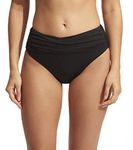 Seafolly Women's High Waist Wrap Front Bikini Bottom Swimsuit, Eco Collective Black, 10