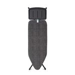 Brabantia - Ironing Board C - Extra Large Steam Iron Rest - Adjustable in Height - Non-Slip Rubber Feet - Cotton Cover with Foam Layer - Foldable XL Unit - Black Denim - Size C (124 x 45cm)