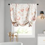 Leeva Tie Up Shade Curtains for Farmhouse, Watercolor Floral Elegant Decorative Adjustable Balloon Small Window Shade for Cafe Studio, Orange Pink, 45 x 63, One Panel