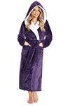 CityComfort Ladies Dressing Gown Soft Plush Bath Robe for Women Housecoat Loungewear Bathrobe (Purple, M)