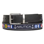 Nautica Men's Reversible Belt with Flag Pattern, Black, 36