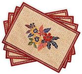 Maison d' Hermine Placemats 100% Cotton Set of 4 Dinner Placemat, Decorative Washable Cloth Placemat, Dining, Buffet Parties & Camping, Kalahari - Thanksgiving/Christmas