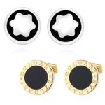 Peora Combo of Star Logo Cufflinks & Black Color Golden Cufflinks Gift for Men