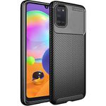 TheGiftKart Rugged Carbon Fibre TPU Armor Back Cover Case for Samsung Galaxy A31 (Black)