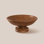 Duadecor Wooden Serving Fruit Bowl Large Decorative Pedestal Bowls For Table Décor, Wood Salad Bowl For Kitchen Counter Or Farmhouse Decoration, 12-Inch Large Bowls Mango Wood (Brown), 300 Ml