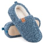 EverFoams Women's Fuzzy Full Slippers Soft Comfy Faux Shearling Memory Foam Indoor House Shoes, Blue, 5-6 UK