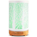 INRORANS 200ml Aromatherapy Diffuser White Metal Tree ultrasonic Cool Mist Humidifier with Intermittent Mist & LED Light Scent Essential Oil Diffuser for Bedroom Office Home Décor