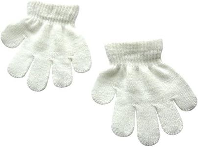 BaiX Toddler Boys and Girls Winter Knitted Writing Gloves, 1-3 Years Old, White