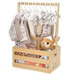 GiftAmaz Wooden Baby Shower Crate Closet, Baby Storage Crate Hamper with Handle, Basket for Baby Shower Gifts, Welcome Gifts Basket for Newborn Boys Girls, Pregnancy Gifts for New Parents