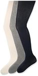 Amazon Essentials Girls' Cotton Tights, Pack of 3, Ivory/Grey/Navy, X-Small