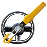 Sevenwalls Twin Bar Steering Wheel Lock - Heavy Duty Car Lock Anti-Theft Device - Universal Fit - Adjustable Length - High Visibility - Includes 2 Keys (Yellow)
