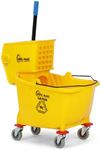 Simpli-Magic Side Press Wringer Combo Commercial Rectangular Mop Bucket on Wheels, 35-Quart, Yellow