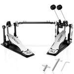 Double Bass Drum Pedal 2 Chain Double Kick Drum Pedal with 2 Way Beater Heads and Drum Keys for Drummer