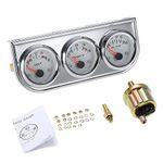 Shkalacar Triple Gauge kit Volt Meter Water Temp Temperature Gauge Oil Press Pressure Gauge Car Meter, 52MM Voltmeter Chrome 3 in 1 Gauge Kit Car Motorcycle Meter