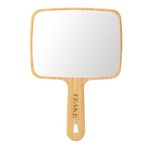YEAKE Hand Mirror,Natural Bamboo Handheld Mirror with Handle, Single-Sided Portable Travel Vanity Mirror for Men & Women,6.9" W x 9.9" L
