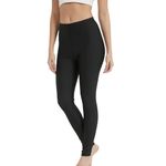 Tesuwel Womens Swim Pants Long High Waist Swim Leggings for Women Swimwear Surf Water Swimming Leggings Sun Protection UV Leggings Ladies Rash Guard Swim Tights Fast Dry Lightweight 1129 Black L