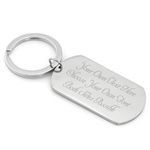 EIO Gifts Personalised Dog Tag Keyring – Stainless Steel Custom Keyring for Him & Her – Personalised Keyring in Velvet Pouch – Engraved With Your Text