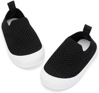 BACSAC Baby Toddler Shoes Boys Girls Infant Lightweight Breathable Walking Sock Sneakers 6-36 Months Pure Black,18-24 Months