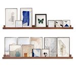 Valid Wood 48 Inch Floating Wall Ledge Bookshelf Light Walnut Kids Book Toys Trophy and Family Picture Photo Frames Display Shelves Wall Mounted a Set of 2