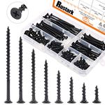 Rustark 160-Pcs #7 Coarse Thread Drywall Screw with Phillips Drive Black Oxide Finsh Bugle Head Wood Screws Assortment Kit Ideal for Drywall Sheetrock