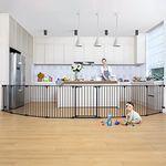 COMOMY 503cm Baby Gate Extra Wide Tall Stair Safety Gates for Pets & Kids, 8 Panels Foldable Baby Fence Metal Dog Barrier, Hardware Mount, 76cm Height (Black)