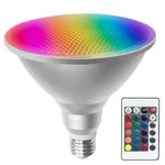 LXKBD Par38 LED Flood Light Bulbs for Halloween Christmas Party Decoration 30W Warm White +RGB LED Color Changing Lights,100W Equivalent,Waterproof Garden Lighting with Remote