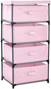 Juvale 4-Tier Tall Closet Dresser with Drawers - Clothes Organizer and Small Fabric Storage for Bedroom (Pink)