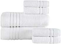 Hammam Linen Bath Sheet Towels 6 Pieces Bundle | Includes: 2 Luxury Bath Sheet Towels, 4 Hand Towels | Quality, Soft Towel Set | White