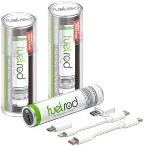 FuelRod USB-C Portable Charger Kit - Pack of 2 - Includes All Cables & Adapters Compatible with All Tablets & Smart Phones, Rechargeable Backup Power Bank, Swap for Charged Rod at Kiosk