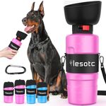 lesotc 2024 Upgraded Dog Water Bottle, 34oz/1000ml Portable Dog Water Bottle Travel Water Bowl, Leak Proof Foldable Pet Water Bottle Dog Travel Water Bottle, Pink