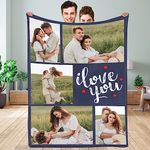 Custom Blanket with Photos/Text, Personalized Picture Blanket I Love You Gifts, Couple Blanket, Custom Couples Gifts for Boyfriend Girlfriend Wife Husband Wedding Anniversary Birthday Gift for Him Her