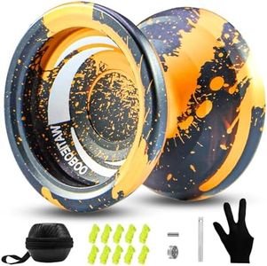 WATIEOBOO Yoyo R8 Responsive Yoyo for Kids 8-12,,Professional Unresponsive Yoyos for Adults Pro Metal Trick Yo-yo with Yo Yo Bearing Kit 10 Strings, Case & Gloves(Gold Black)