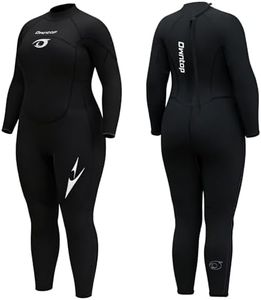 Owntop Plus Size Wetsuit Men Women, 3/2mm Neoprene Back Zip Wetsuit, Full Body Thermal Wet Suit Diving Suit for Cold Water Diving Surfing, Women Black 6XL