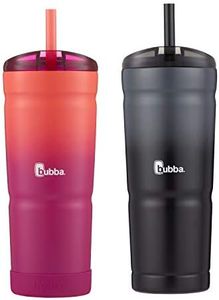 BUBBA BRANDS Envy S Vacuum-Insulated Stainless Steel Tumbler with Lid and Straw, Reusable Iced Coffee or Water Cup, BPA-Free Travel Tumbler, 24oz 2-Pack Pink Sorbet & Licorice