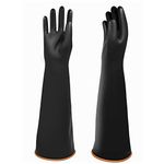 UXglove Heavy Duty Latex Gloves, Safety Work Cleaning Protective Waterproof Industrial Rubber Gloves,22",Black Size XL