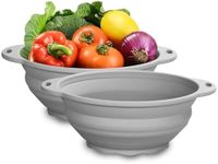 Collapsible Bowls for Camping 88oz Large Collapsible Bowl Silicone Mixing Bowl Collapsible Salad Bowl for Outdoor Hiking Travel Storage and Mixing 2 PACK (Light Grey)