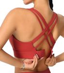 High Impact Sport Bra for Women - Criss-Cross Back, Molded Cups, Hook and Eye Closure - High Support Running Bra, Red, Small