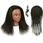 QACIEH Mannequin Head 100% Real Human Hair for Hairdresser Practice Styling Braiding Manikin Cosmetology Doll Training Head with Stand