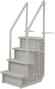 Aqua Select Anti-Slip in-Pool Steps | Cloud Grey/Grey Steps | for Above Ground Swimming Pools | Can Mount to Decks 48" to 54" H | Safety Stairs Capacity Up to 350 lbs