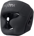 MaxxMMA Boxing Headgear, Adjustable Full Coverage Protection Headguard, MMA Training, Muay Thai, Sparring, Martial Arts, Karate (Black, L)