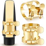 Fiada 2 Pcs Alto Sax Ligature Alto Saxophone Ligature Gold Alto Saxophone Mouthpiece Ligature with Adjustable Screws Saxophone Ligature Fastener for Sax Mouthpiece Instrument