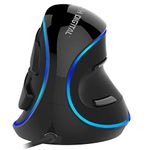 J-Tech Digital [V628] Wired Ergonomic Vertical USB Mouse with Adjustable Sensitivity (600/1000/1600 DPI), Scroll Endurance, Removable Palm Rest & Thumb Buttons