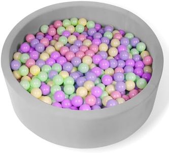 FUBOTRAD Ball Pit for Balls 35.4" x 11.8" Round Foam Ball Pits for Kids Toddlers Soft Play Equipment - Balls NOT Included (Light Gray)
